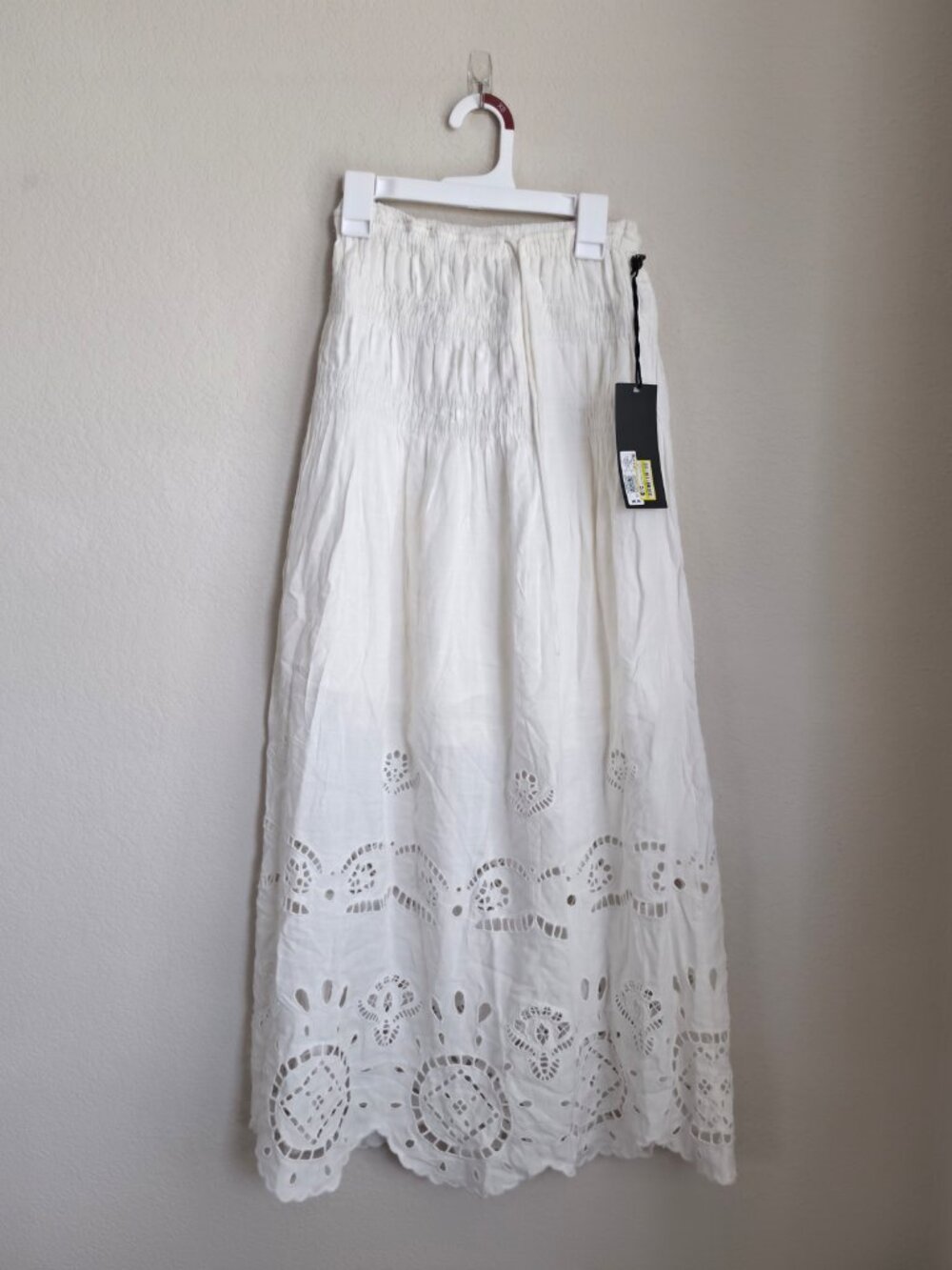 Future Collective cream white high rise drop waist eyelet maxi skirt NWT XS